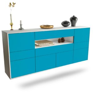Sideboard Coral Springs | hängend | Korpus Weiß | Front in Türkis | 180x79x35cm (BxHxT)