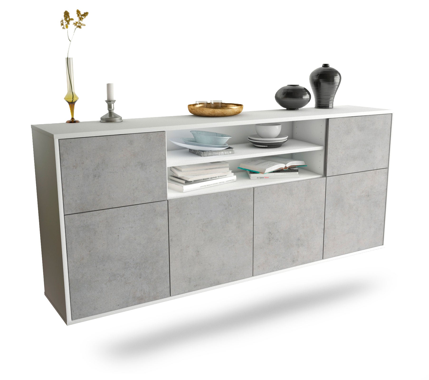 Sideboard Cedar Rapids | hängend | Korpus Weiß | Front in Beton Optik | 180x79x35cm (BxHxT) 1 Sideboard Cedar Rapids | hängend | Korpus Weiß | Front in Beton Optik | 180x79x35cm (BxHxT)