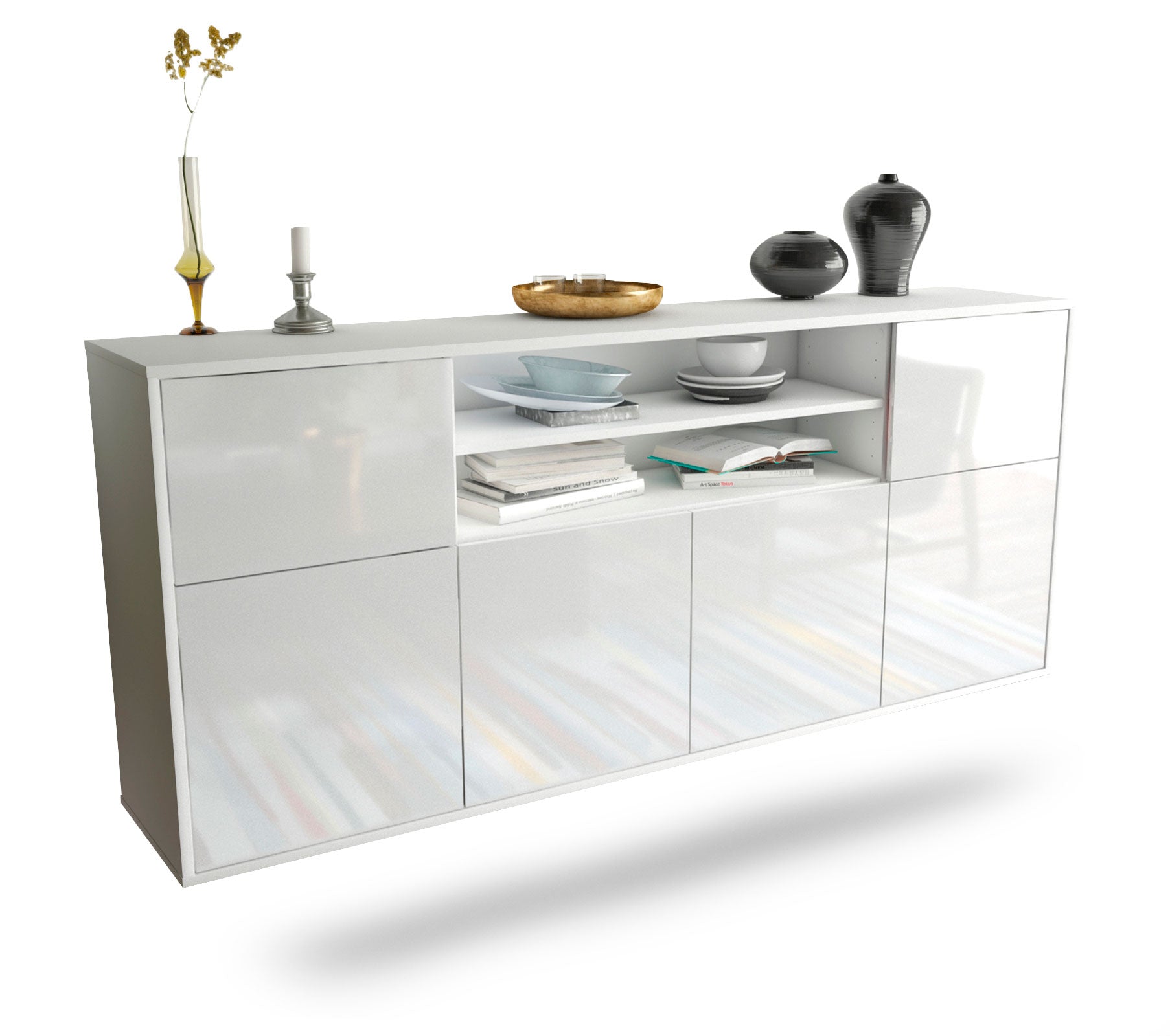 Sideboard Cedar Rapids | hängend | Korpus Weiß | Front in Hochglanz Weiß | 180x79x35cm (BxHxT) 1 Sideboard Cedar Rapids | hängend | Korpus Weiß | Front in Hochglanz Weiß | 180x79x35cm (BxHxT)