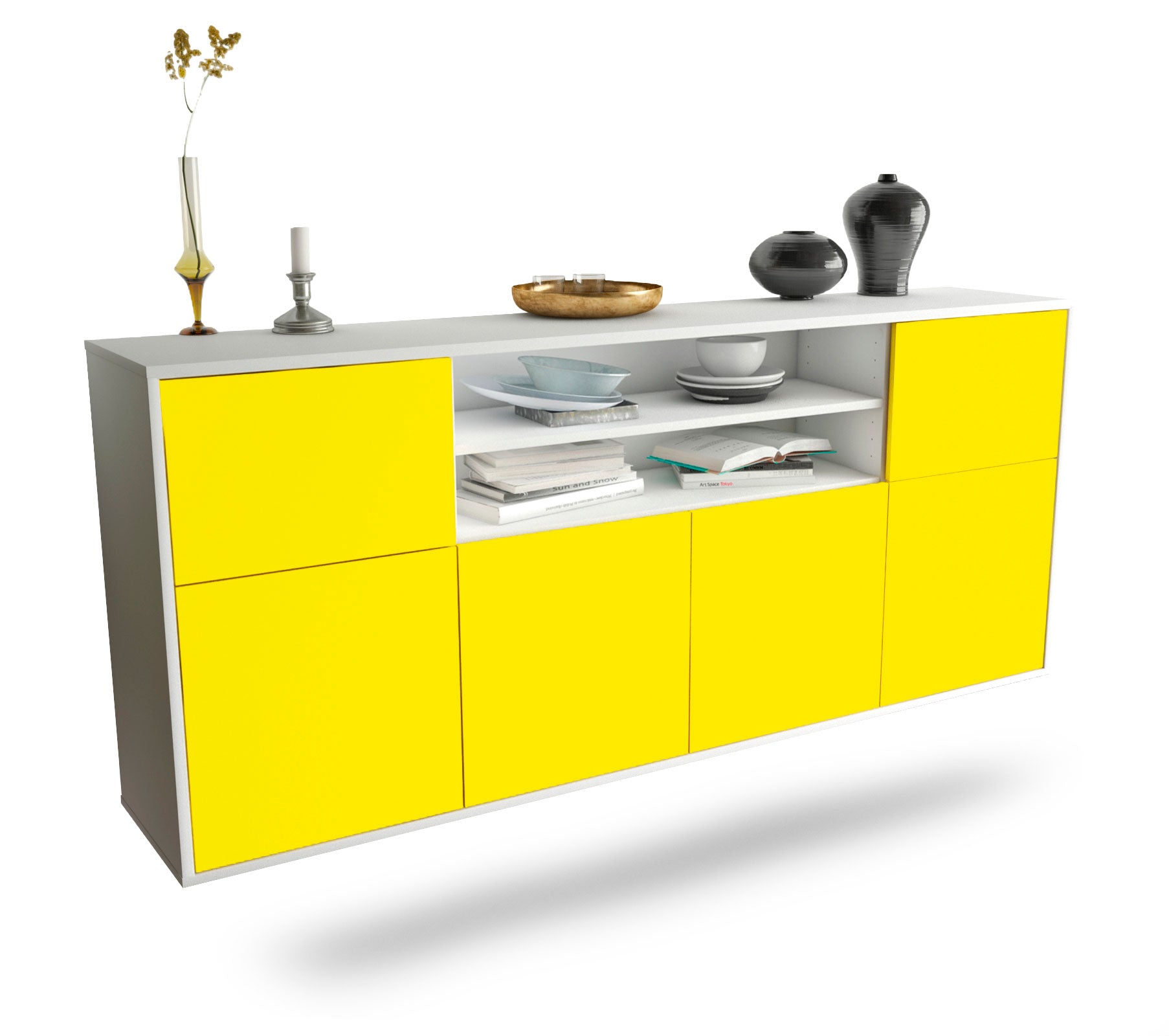 Sideboard Cedar Rapids | hängend | Korpus Weiß | Front in Gelb | 180x79x35cm (BxHxT) 1 Sideboard Cedar Rapids | hängend | Korpus Weiß | Front in Gelb | 180x79x35cm (BxHxT)