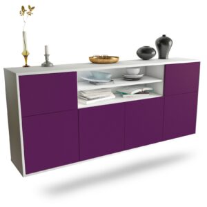 Sideboard Cedar Rapids | hängend | Korpus Weiß | Front in Lila | 180x79x35cm (BxHxT)