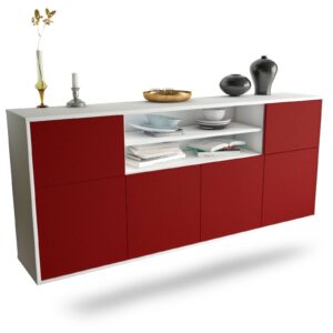 Sideboard Cedar Rapids | hängend | Korpus Weiß | Front in Bordeaux | 180x79x35cm (BxHxT)