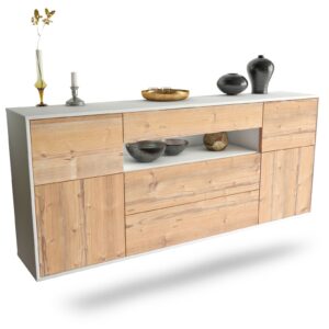 Sideboard Elizabeth | hängend | Korpus Weiß | Front in Pinie Holz Optik | 180x79x35cm (BxHxT)