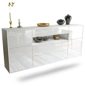Sideboard Elizabeth | hängend | Korpus Weiß | Front in Hochglanz Weiß | 180x79x35cm (BxHxT)