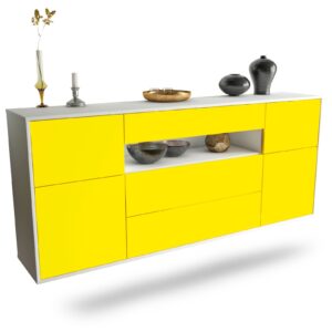 Sideboard Elizabeth | hängend | Korpus Weiß | Front in Gelb | 180x79x35cm (BxHxT)