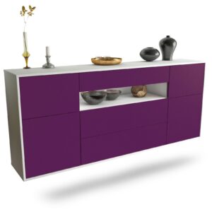 Sideboard Elizabeth | hängend | Korpus Weiß | Front in Lila | 180x79x35cm (BxHxT)