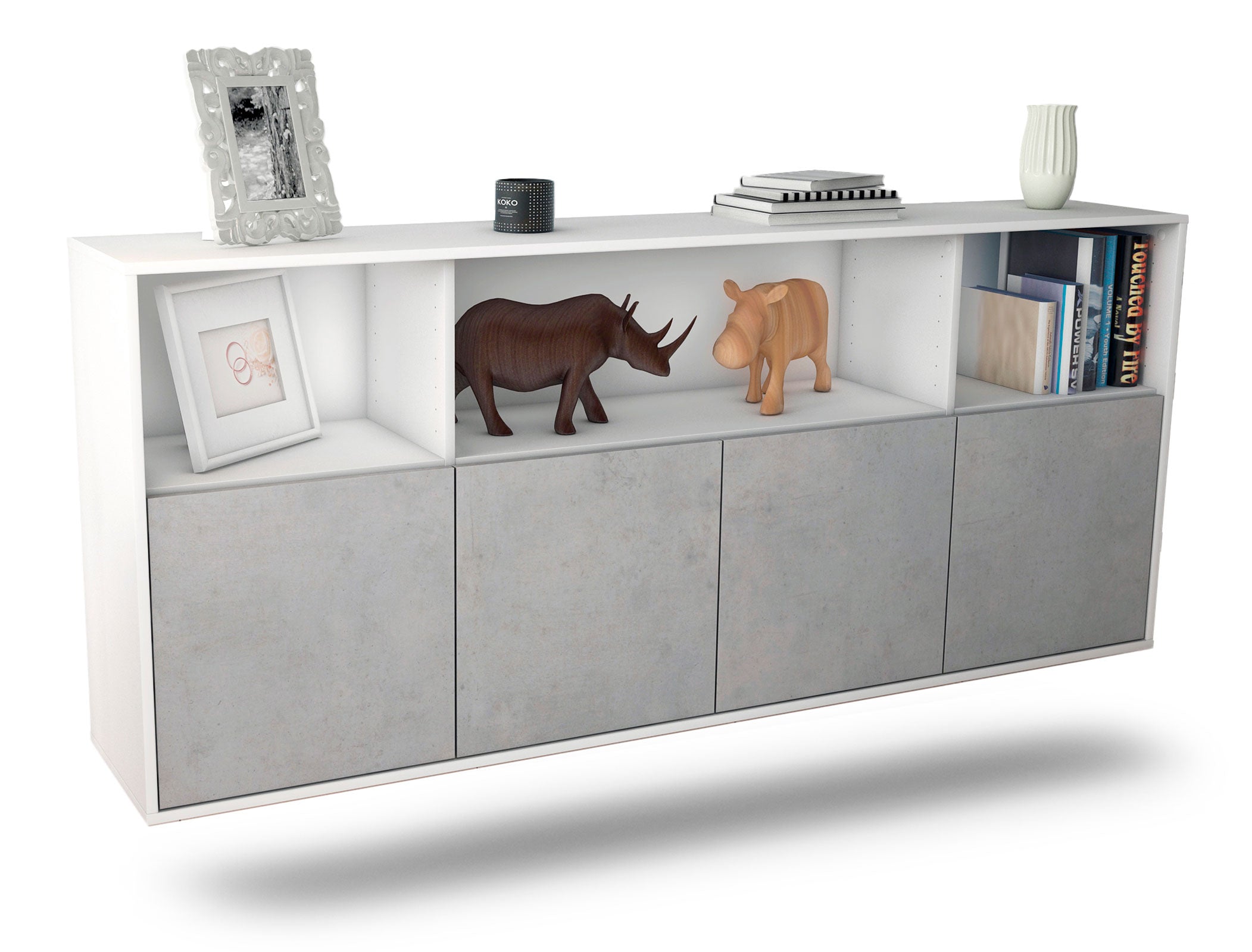 Sideboard Columbia | hängend | Korpus Weiß | Front in Beton Optik | 180x79x35cm (BxHxT) 1 Sideboard Columbia | hängend | Korpus Weiß | Front in Beton Optik | 180x79x35cm (BxHxT)