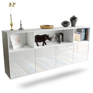 Sideboard Columbia | hängend | Korpus Weiß | Front in Hochglanz Weiß | 180x79x35cm (BxHxT)