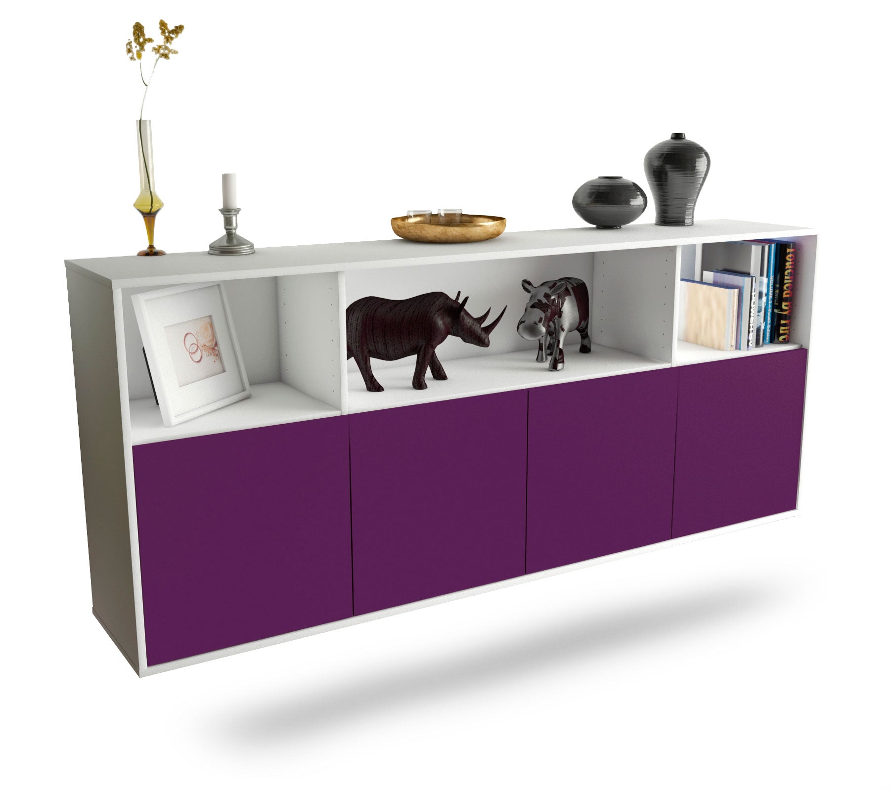 Sideboard Columbia | hängend | Korpus Weiß | Front in Lila | 180x79x35cm (BxHxT) 1 Sideboard Columbia | hängend | Korpus Weiß | Front in Lila | 180x79x35cm (BxHxT)