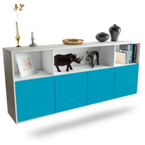Sideboard Columbia | hängend | Korpus Weiß | Front in Türkis | 180x79x35cm (BxHxT)