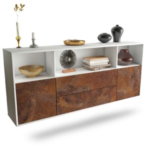 Sideboard Hartford | hängend | Korpus Weiß | Front in Rost Optik | 180x79x35cm (BxHxT)