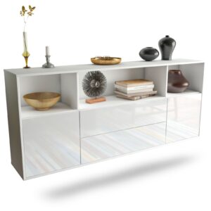 Sideboard Hartford | hängend | Korpus Weiß | Front in Hochglanz Weiß | 180x79x35cm (BxHxT)