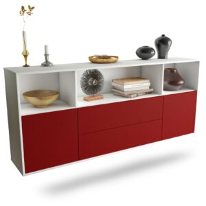 Sideboard Hartford | hängend | Korpus Weiß | Front in Bordeaux | 180x79x35cm (BxHxT)