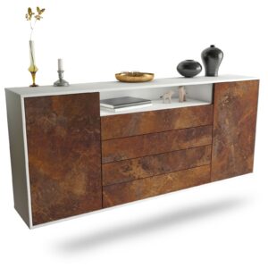 Sideboard New Haven | hängend | Korpus Weiß | Front in Rost Optik | 180x79x35cm (BxHxT)