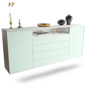 Sideboard New Haven | hängend | Korpus Weiß | Front in Mint | 180x79x35cm (BxHxT)