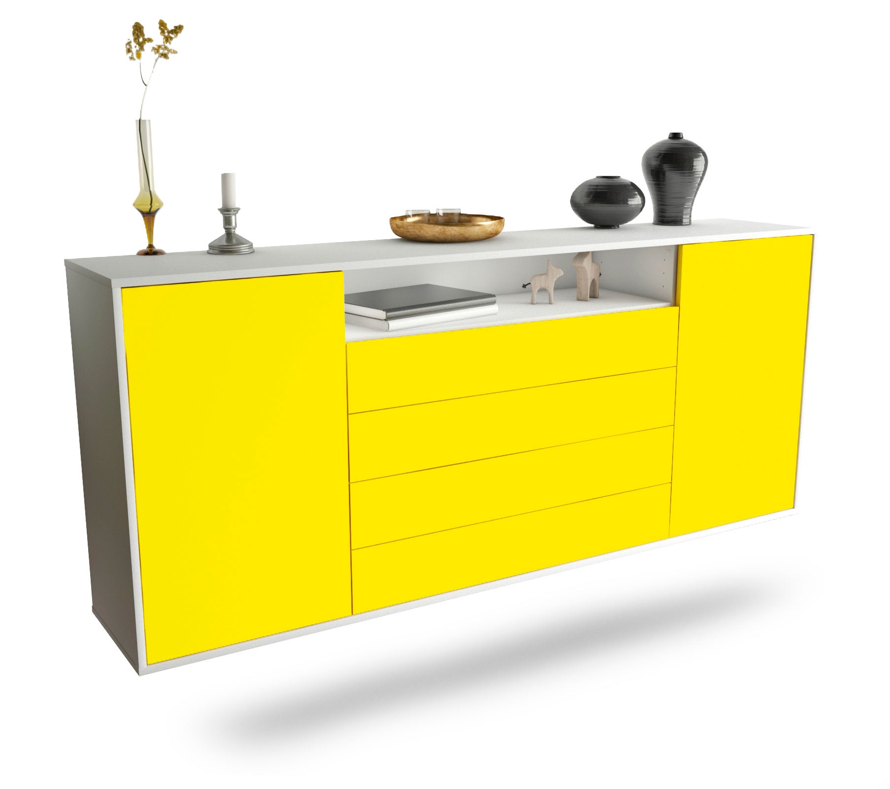 Sideboard New Haven | hängend | Korpus Weiß | Front in Gelb | 180x79x35cm (BxHxT) 1 Sideboard New Haven | hängend | Korpus Weiß | Front in Gelb | 180x79x35cm (BxHxT)