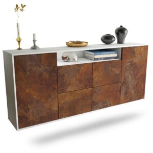 Sideboard Carrollton | hängend | Korpus Weiß | Front in Rost Optik | 180x79x35cm (BxHxT)