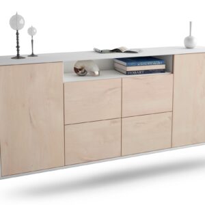Sideboard Carrollton | hängend | Korpus Weiß | Front in Zeder Holz Optik | 180x79x35cm (BxHxT)