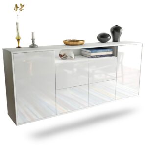 Sideboard Carrollton | hängend | Korpus Weiß | Front in Hochglanz Weiß | 180x79x35cm (BxHxT)