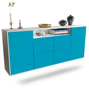 Sideboard Carrollton | hängend | Korpus Weiß | Front in Türkis | 180x79x35cm (BxHxT)