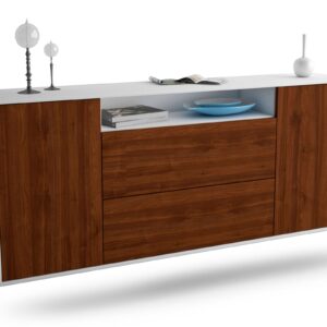 Sideboard Thousand Oaks | hängend | Korpus Weiß | Front in Walnuss Holz Optik | 180x79x35cm (BxHxT)