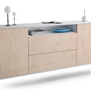 Sideboard Thousand Oaks | hängend | Korpus Weiß | Front in Zeder Holz Optik | 180x79x35cm (BxHxT)