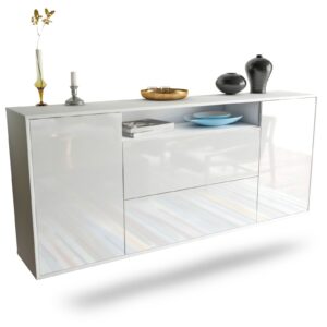 Sideboard Thousand Oaks | hängend | Korpus Weiß | Front in Hochglanz Weiß | 180x79x35cm (BxHxT)