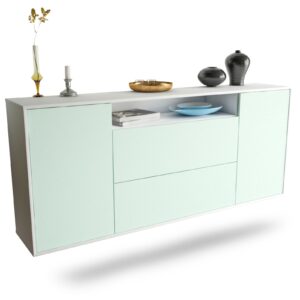 Sideboard Thousand Oaks | hängend | Korpus Weiß | Front in Mint | 180x79x35cm (BxHxT)