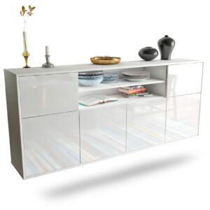 Sideboard Topeka | hängend | Korpus Weiß | Front in Hochglanz Weiß | 180x79x35cm (BxHxT)