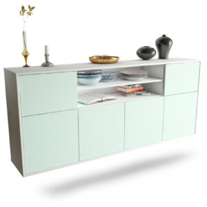 Sideboard Topeka | hängend | Korpus Weiß | Front in Mint | 180x79x35cm (BxHxT)