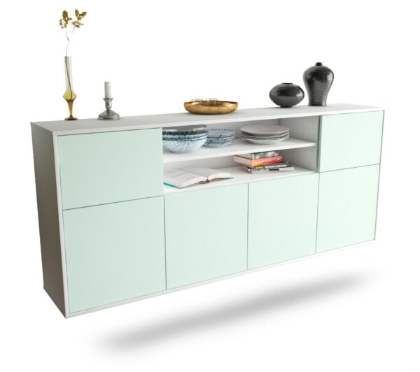 Sideboard Topeka | hängend | Korpus Weiß | Front in Mint | 180x79x35cm (BxHxT)