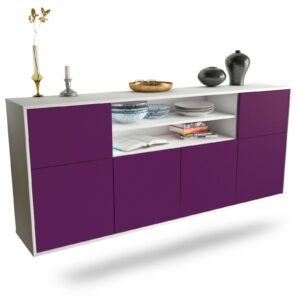 Sideboard Topeka | hängend | Korpus Weiß | Front in Lila | 180x79x35cm (BxHxT)