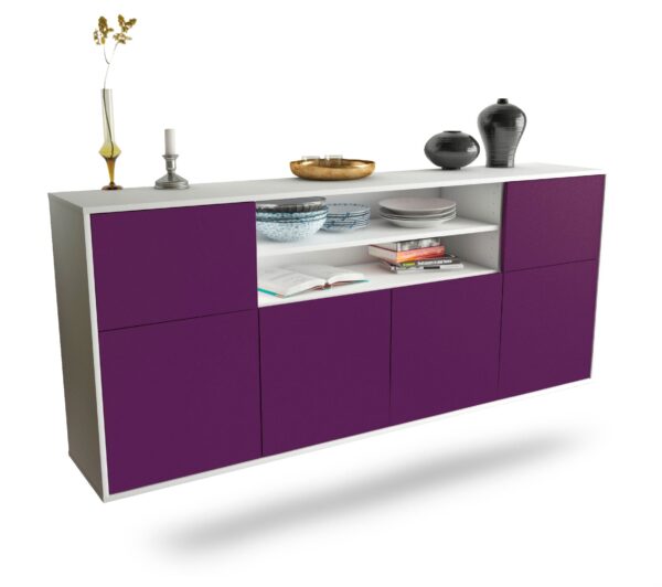Sideboard Topeka | hängend | Korpus Weiß | Front in Lila | 180x79x35cm (BxHxT)