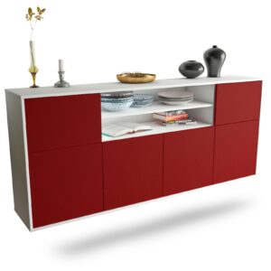 Sideboard Topeka | hängend | Korpus Weiß | Front in Bordeaux | 180x79x35cm (BxHxT)