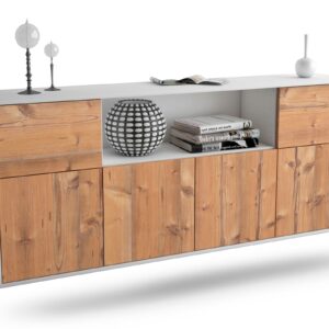 Sideboard West Valley City | hängend | Korpus Weiß | Front in Pinie Holz Optik | 180x79x35cm (BxHxT)