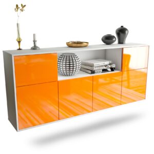 Sideboard West Valley City | hängend | Korpus Weiß | Front in Hochglanz Orange | 180x79x35cm (BxHxT)