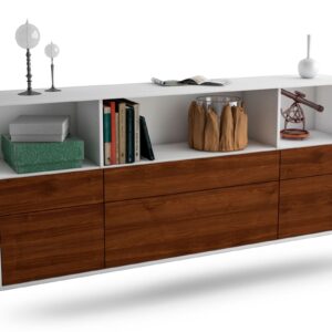Sideboard Cary | hängend | Korpus Weiß | Front in Walnuss Holz Optik | 180x79x35cm (BxHxT)
