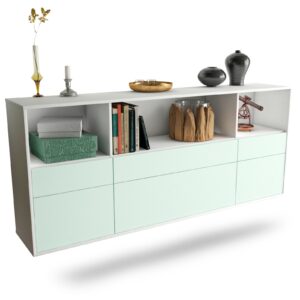 Sideboard Cary | hängend | Korpus Weiß | Front in Mint | 180x79x35cm (BxHxT)