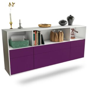 Sideboard Cary | hängend | Korpus Weiß | Front in Lila | 180x79x35cm (BxHxT)