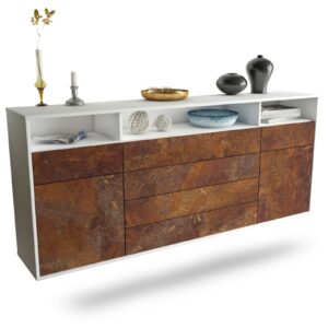 Sideboard Bellevue | hängend | Korpus Weiß | Front in Rost Optik | 180x79x35cm (BxHxT)