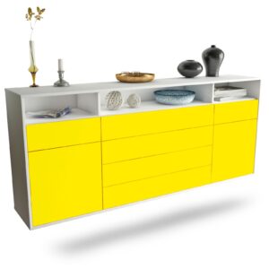 Sideboard Bellevue | hängend | Korpus Weiß | Front in Gelb | 180x79x35cm (BxHxT)