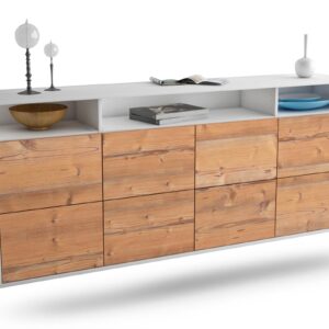 Sideboard Concord | hängend | Korpus Weiß | Front in Pinie Holz Optik | 180x79x35cm (BxHxT)