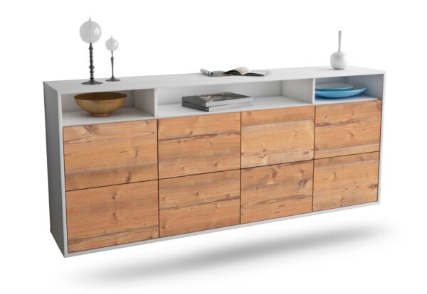 Sideboard Concord | hängend | Korpus Weiß | Front in Pinie Holz Optik | 180x79x35cm (BxHxT)