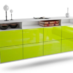 Sideboard Concord | hängend | Korpus Weiß | Front in Hochglanz Grün | 180x79x35cm (BxHxT)