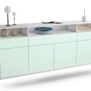 Sideboard Simi Valley | hängend | Korpus Weiß | Front in Mint | 180x79x35cm (BxHxT)