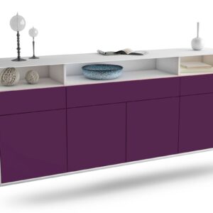 Sideboard Simi Valley | hängend | Korpus Weiß | Front in Lila | 180x79x35cm (BxHxT)