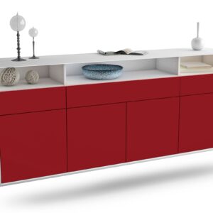 Sideboard Simi Valley | hängend | Korpus Weiß | Front in Bordeaux | 180x79x35cm (BxHxT)