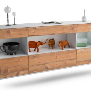 Sideboard Clarksville | hängend | Korpus Weiß | Front in Pinie Holz Optik | 180x79x35cm (BxHxT)