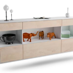 Sideboard Clarksville | hängend | Korpus Weiß | Front in Zeder Holz Optik | 180x79x35cm (BxHxT)