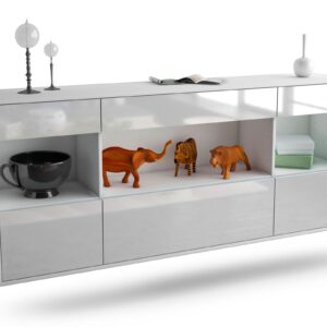 Sideboard Clarksville | hängend | Korpus Weiß | Front in Hochglanz Weiß | 180x79x35cm (BxHxT)